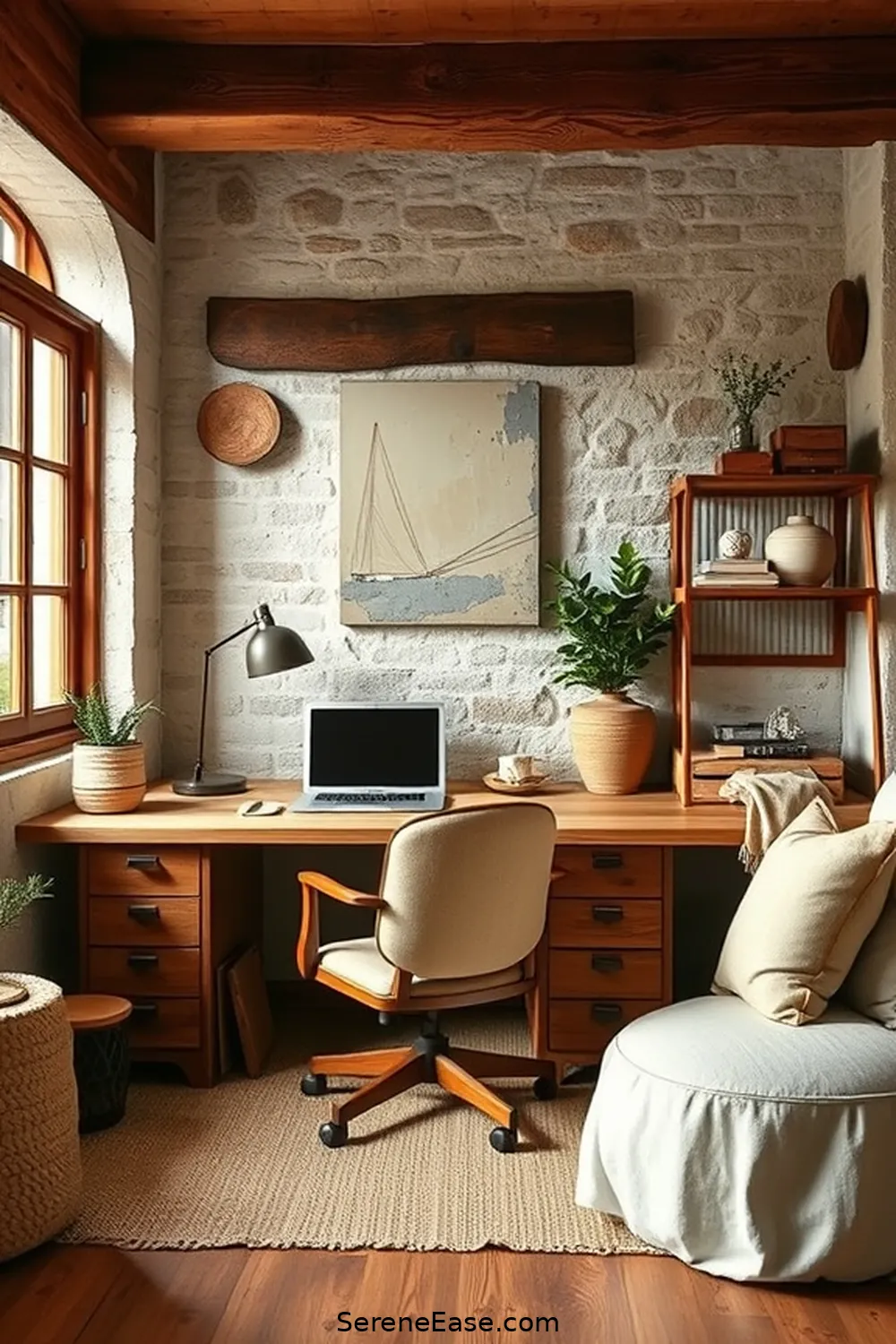 Incorporating Neutral Tones in a Rustic Home Office Style 5 Integrating Natural Materials and Textures for Incorporating Neutral Tones in a Rustic Home Office Style