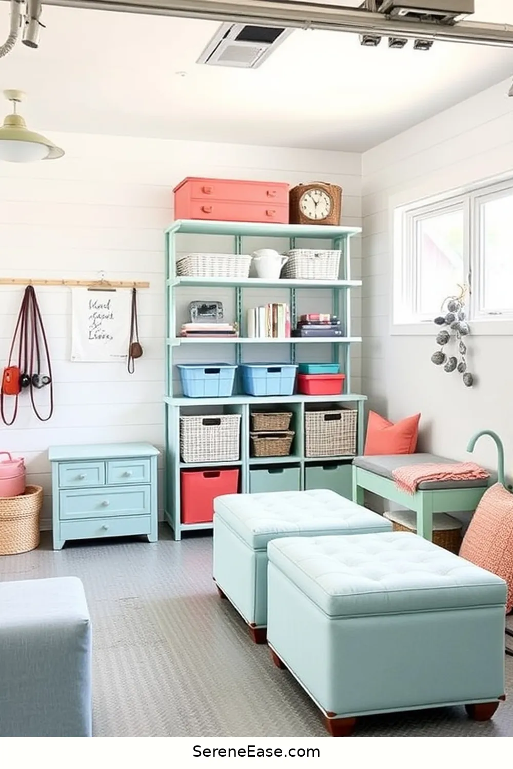 Incorporating Pastels in a Coastal-Style Garage 4 Functional Furniture in Soft Hues for Incorporating Pastels in a Coastal-Style Garage