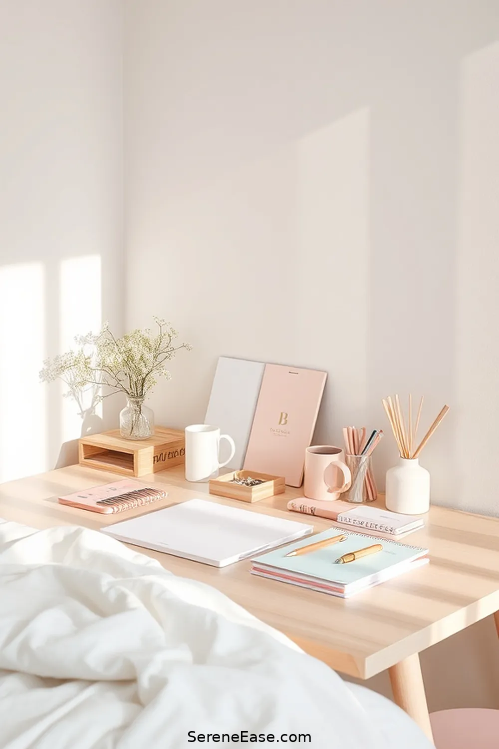 Incorporating Pastels in a Minimalist Bedroom Style: 16 Ways 15 Incorporate Pastel Stationery or Desk Items for Incorporating Pastels in a Minimalist Bedroom Style: 16 Ways