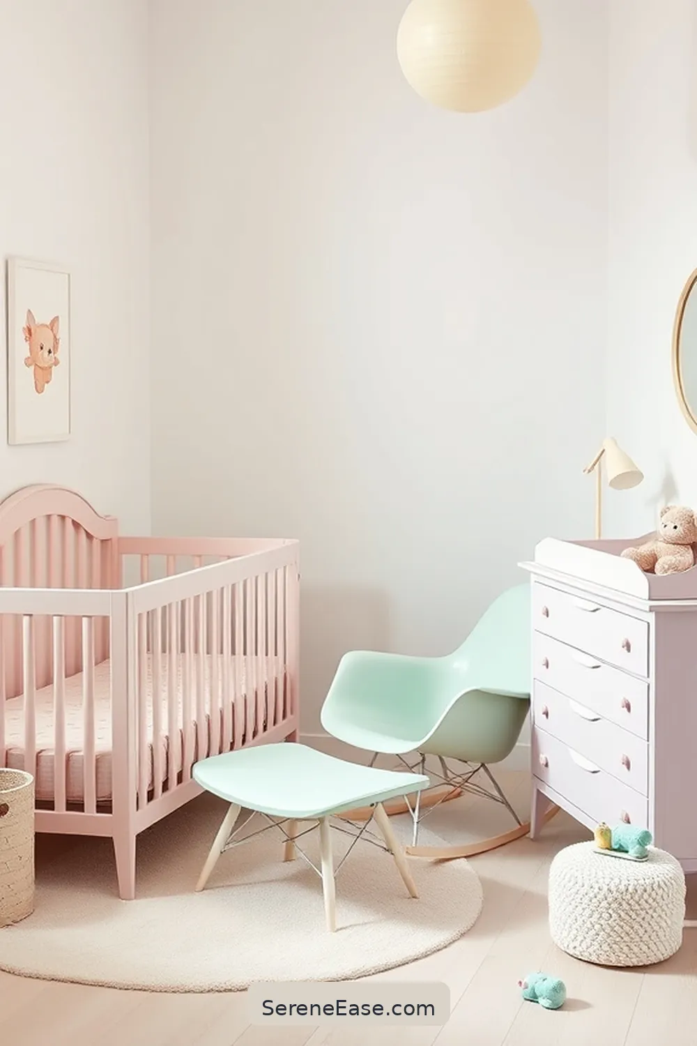 Incorporating Pastels in a Minimalist Nursery Style 3 Furniture Selection in Soft Hues for Incorporating Pastels in a Minimalist Nursery Style