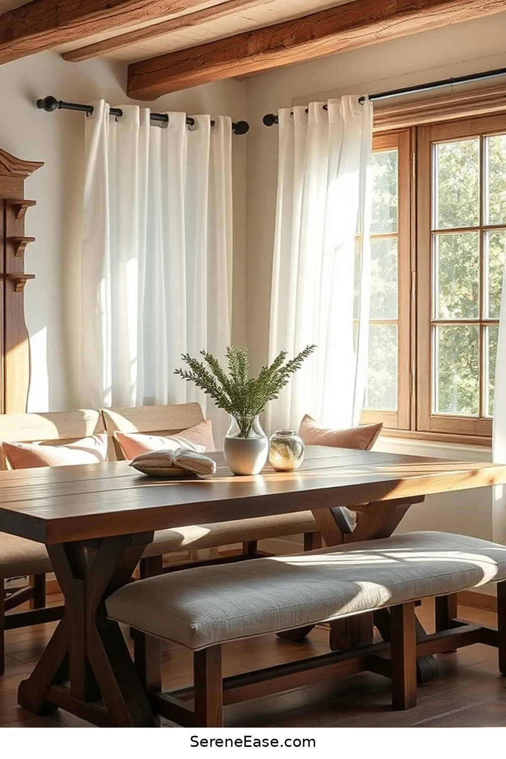 Incorporating Pastels in a Rustic Dining Room Style 6 Soft Furnishings: Cushions and Curtains for Incorporating Pastels in a Rustic Dining Room Style