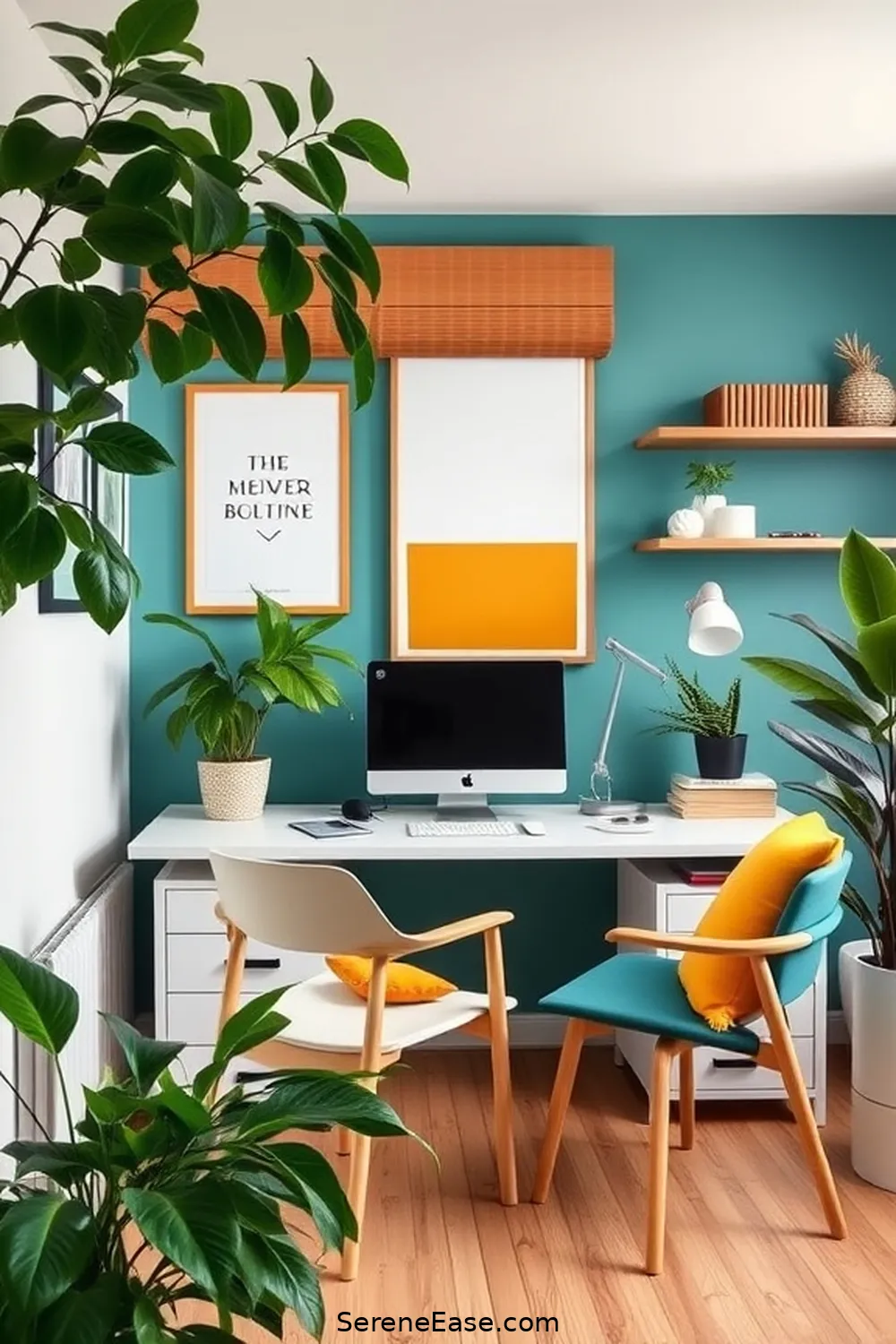 Infusing Bold Colors in Your Scandinavian Home Office Style 9 Balancing Color With Neutral Elements for Infusing Bold Colors in Your Scandinavian Home Office Style