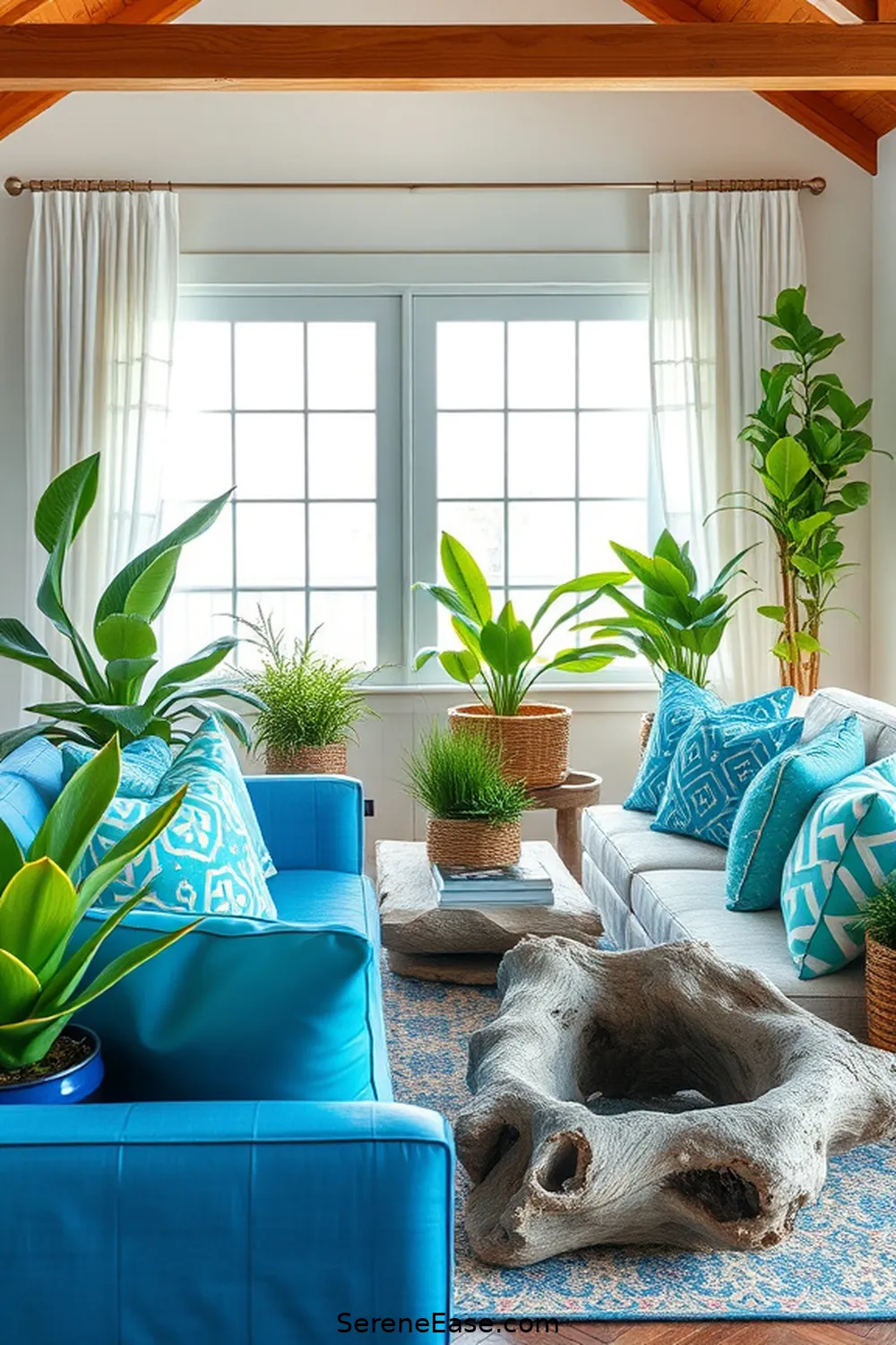 Infusing Bold and Bright Colors in Your Coastal Living Room Style 9 Incorporating Natural Elements for Infusing Bold and Bright Colors in Your Coastal Living Room Style