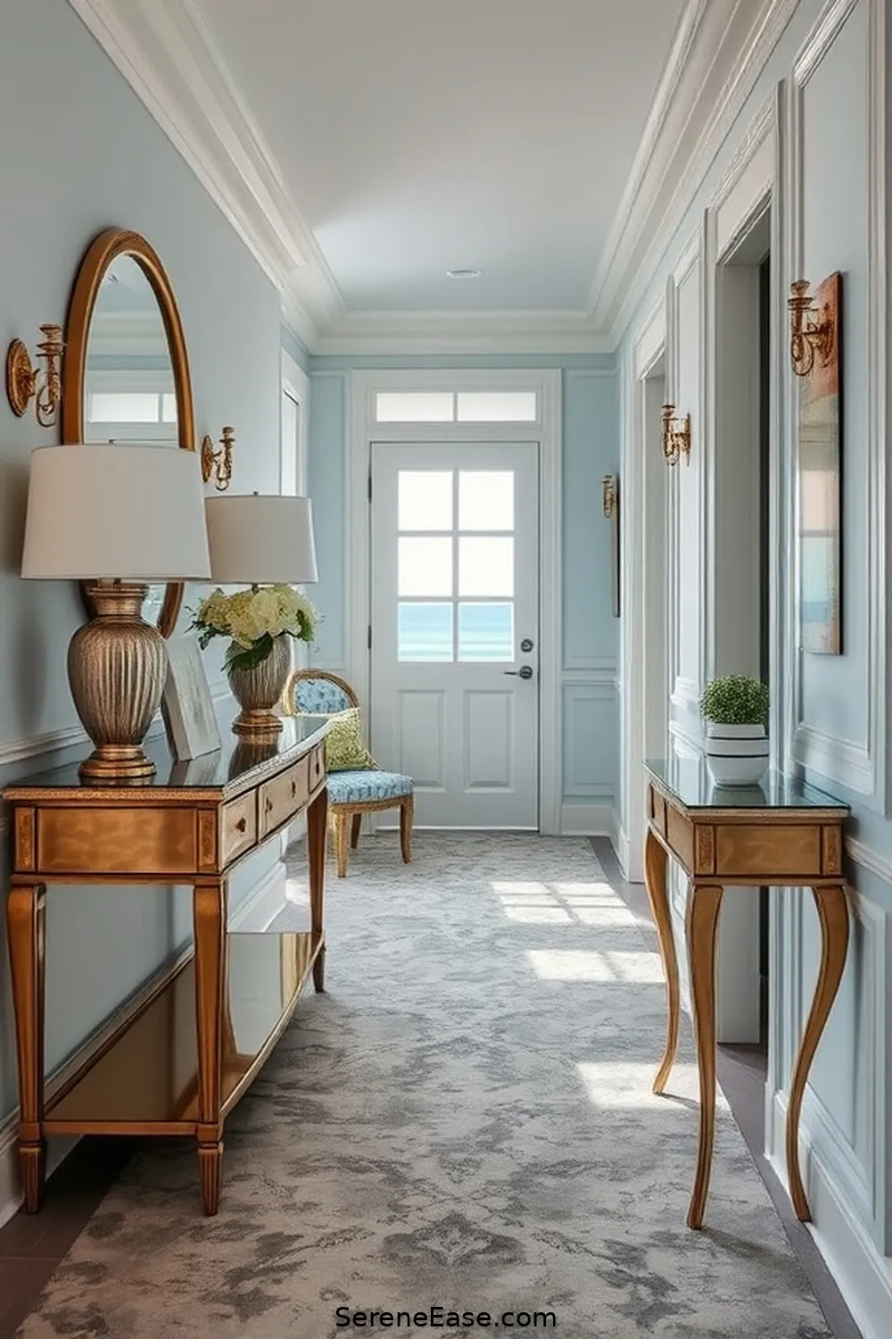 Integrate Metallic Accents in Your Coastal Hallway Style 8 Furniture With Metallic Details: a Blend of Function and Fashion for Integrate Metallic Accents in Your Coastal Hallway Style