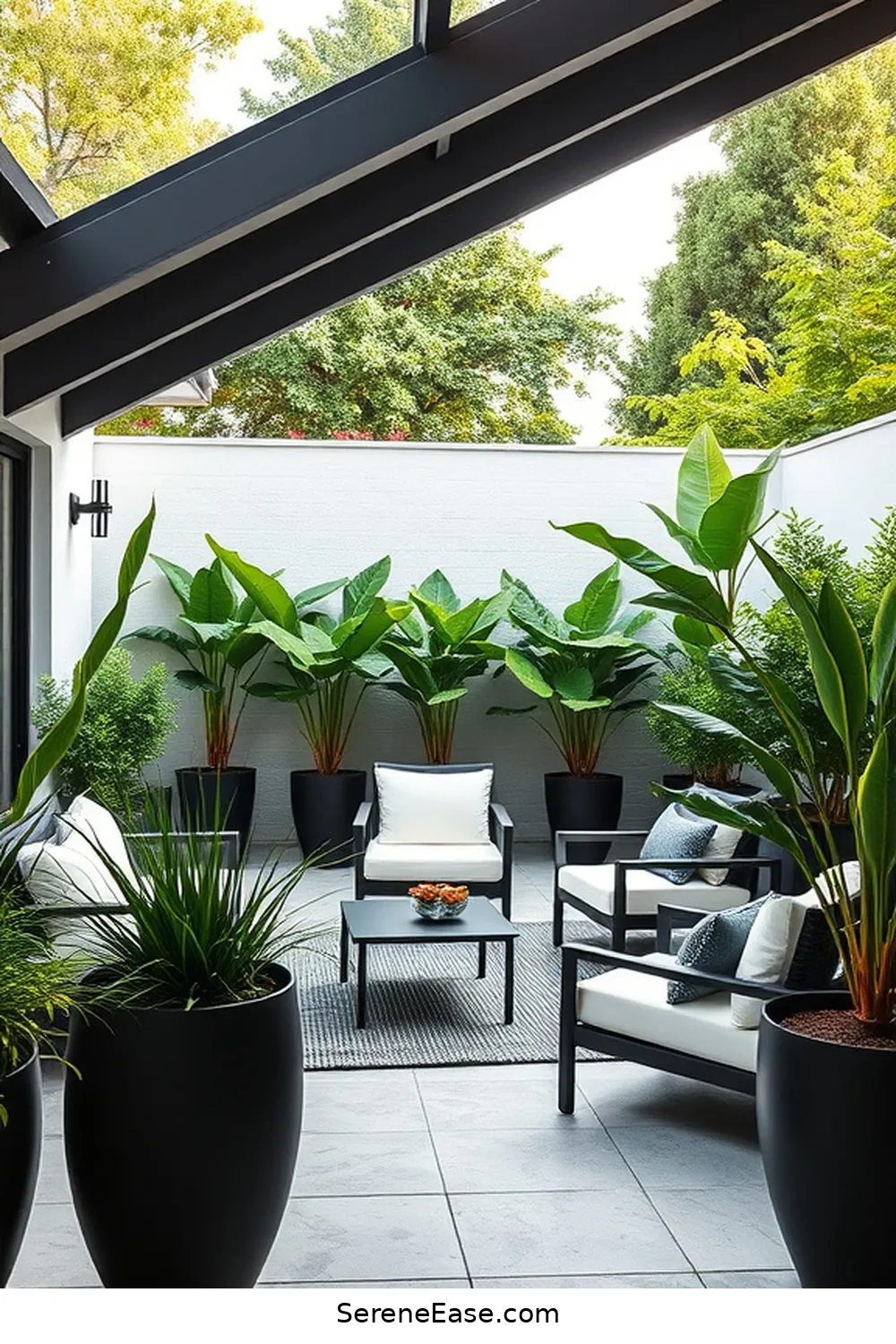 Master Black and White in Your Mid-Century Modern Outdoor Patio Style 6 Creating a Cohesive Color Scheme With Plants for Master Black and White in Your Mid-Century Modern Outdoor Patio Style