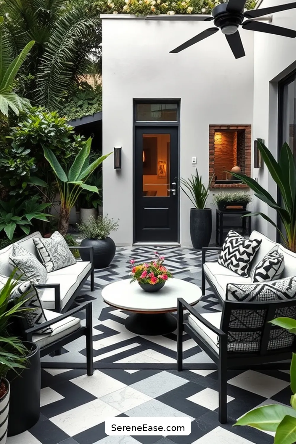 Master Black and White in Your Mid-Century Modern Outdoor Patio Style 3 Incorporating Bold Patterns and Textures for Master Black and White in Your Mid-Century Modern Outdoor Patio Style