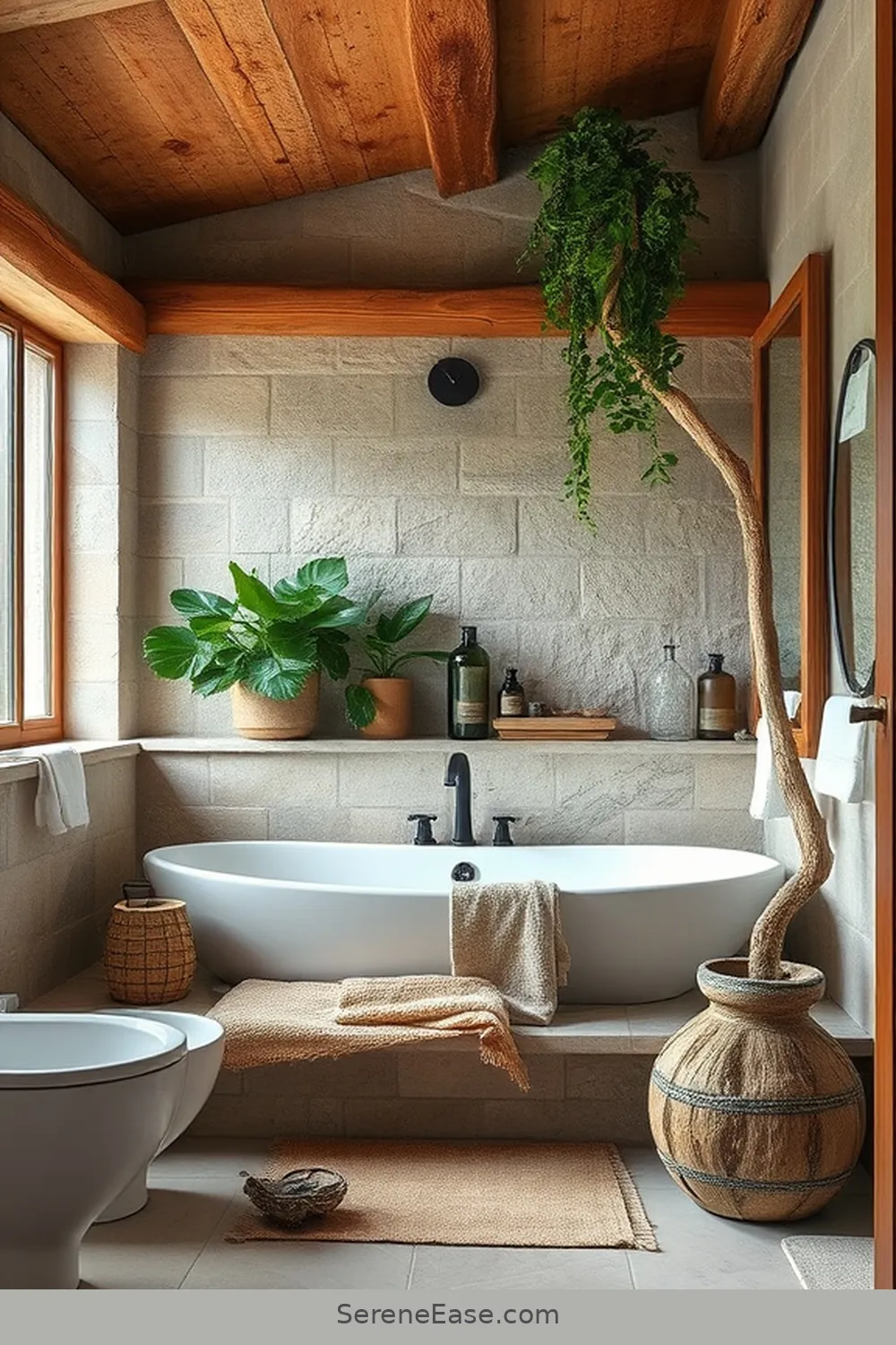 Step-by-Step Guide for Neutral Tones in Rustic Style Bathrooms 11 Adding Natural Elements and Greenery for Step-by-Step Guide for Neutral Tones in Rustic Style Bathrooms