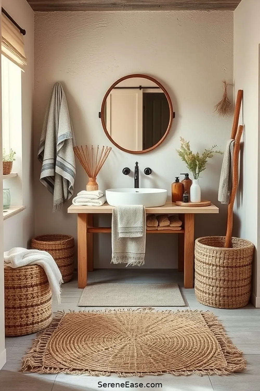Step-by-Step Guide for Neutral Tones in Rustic Style Bathrooms 8 Adding Textures With Fabrics and Accessories for Step-by-Step Guide for Neutral Tones in Rustic Style Bathrooms