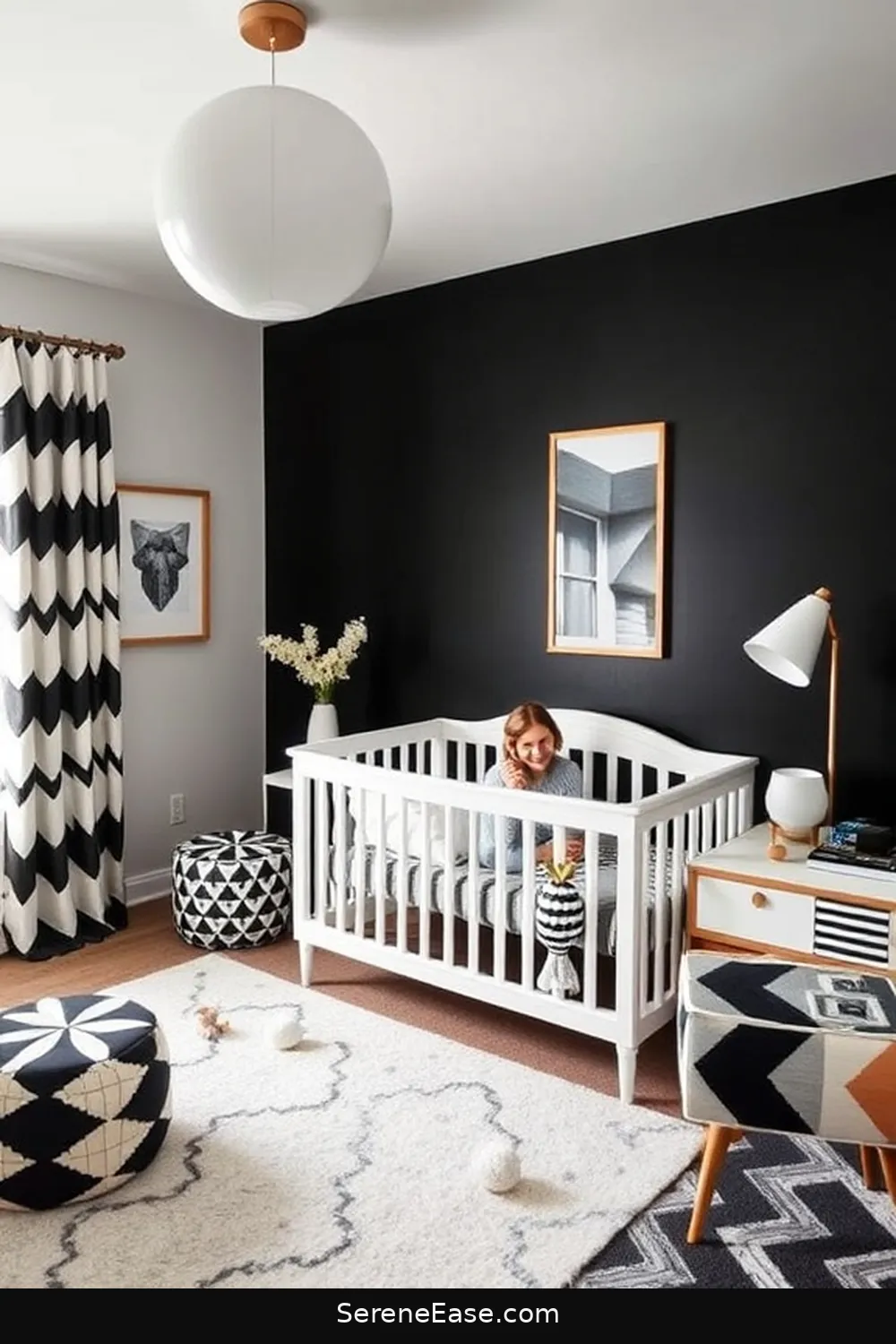 Step-by-Step to Achieve a Black and White Mid Century Modern Nursery Style 7 Adding Mid-Century Modern Decor for Step-by-Step to Achieve a Black and White Mid Century Modern Nursery Style
