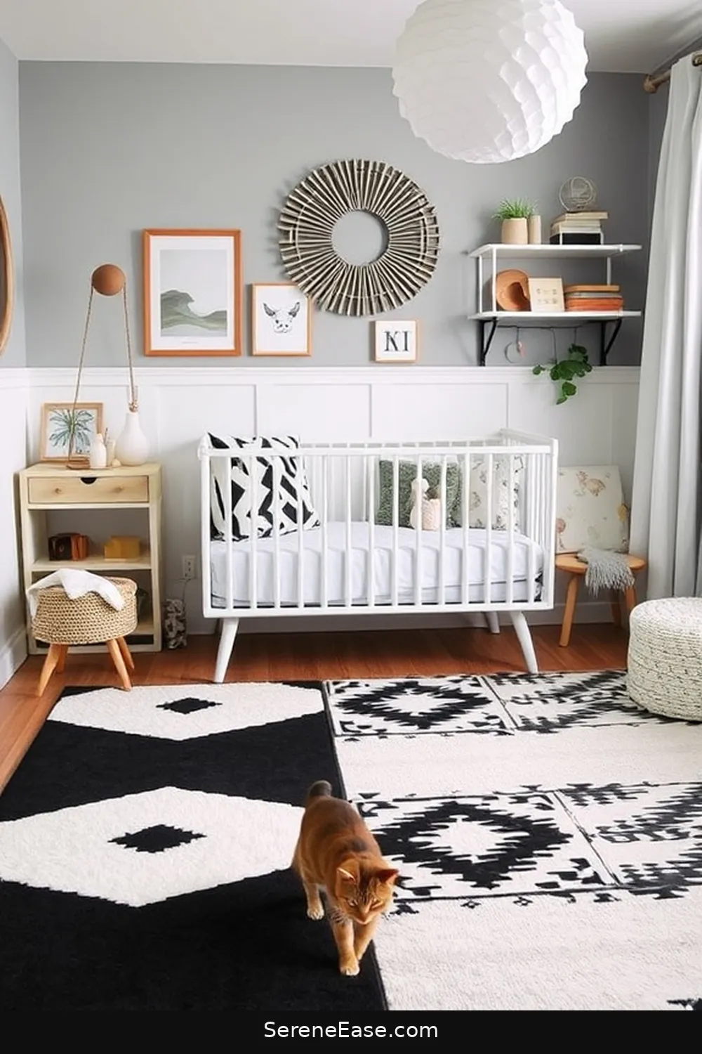 Step-by-Step to Achieve a Black and White Mid Century Modern Nursery Style 8 Choosing the Perfect Rugs for Step-by-Step to Achieve a Black and White Mid Century Modern Nursery Style
