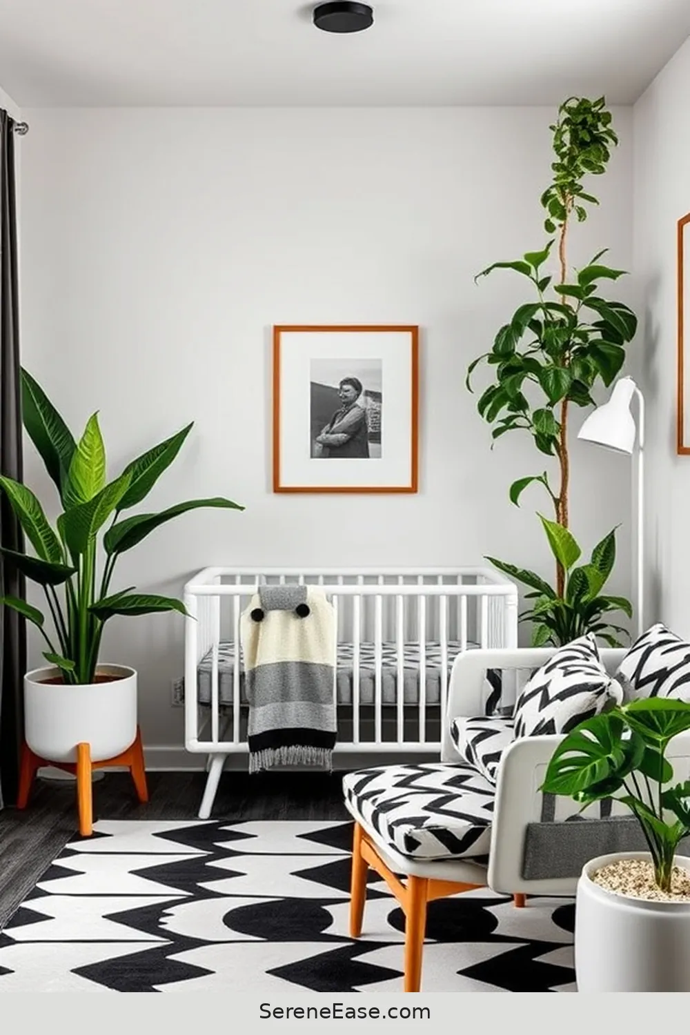 Step-by-Step to Achieve a Black and White Mid Century Modern Nursery Style 13 Incorporating Plants for a Touch of Nature for Step-by-Step to Achieve a Black and White Mid Century Modern Nursery Style