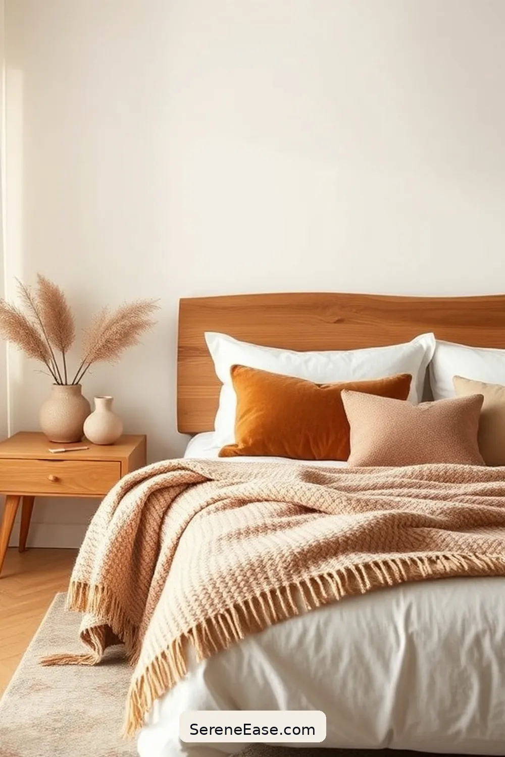 Style Your Bedroom in Neutral Tones With Mid-Century Modern Flair 4 Layering Textures for Depth for Style Your Bedroom in Neutral Tones With Mid-Century Modern Flair