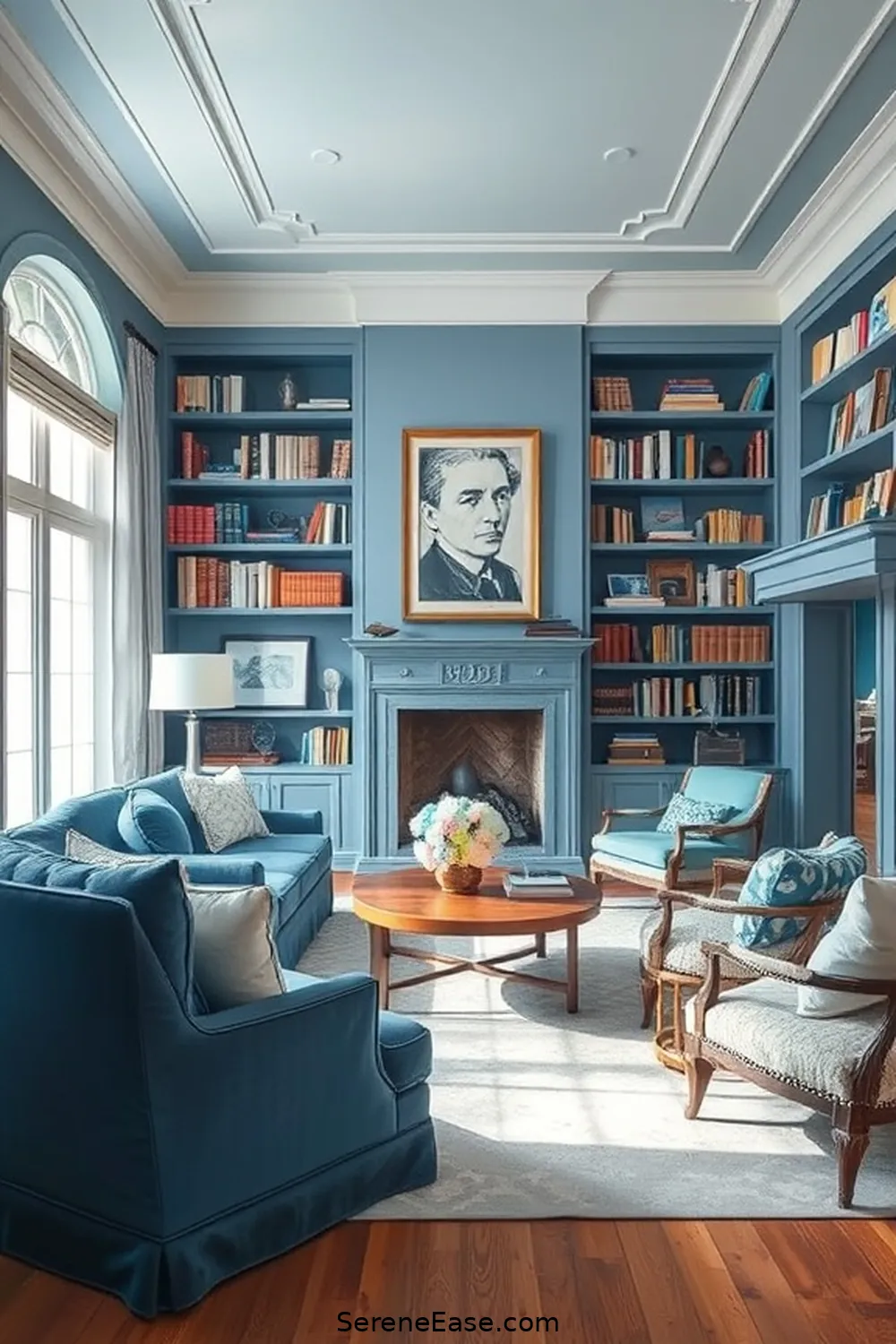 Tips and Tricks for Designing a Monochromatic Library With Coastal Style 4 Selecting the Right Shades of Blue for Tips and Tricks for Designing a Monochromatic Library With Coastal Style