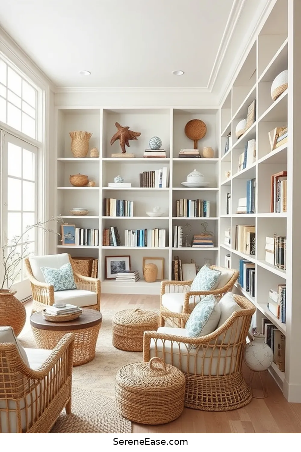 Tips and Tricks for Designing a Monochromatic Library With Coastal Style 2 Understanding the Coastal Aesthetic for Tips and Tricks for Designing a Monochromatic Library With Coastal Style