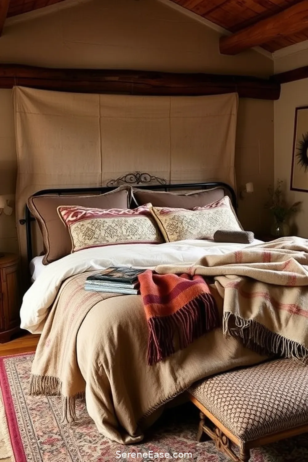 Tips for Blending Earth Tones With Rustic Bedroom Style 9 Mixing Patterns and Fabrics for Tips for Blending Earth Tones With Rustic Bedroom Style