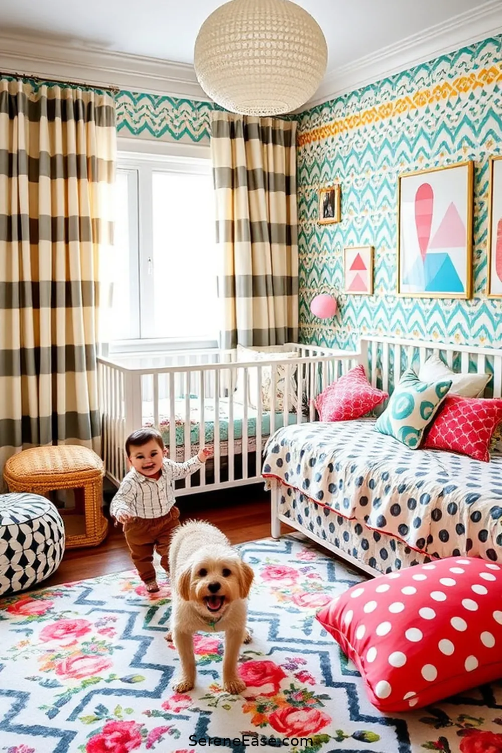 Tips for Designing a Bold and Bright Nursery in Modern Farmhouse Style 5 Mix and Match Patterns for Tips for Designing a Bold and Bright Nursery in Modern Farmhouse Style