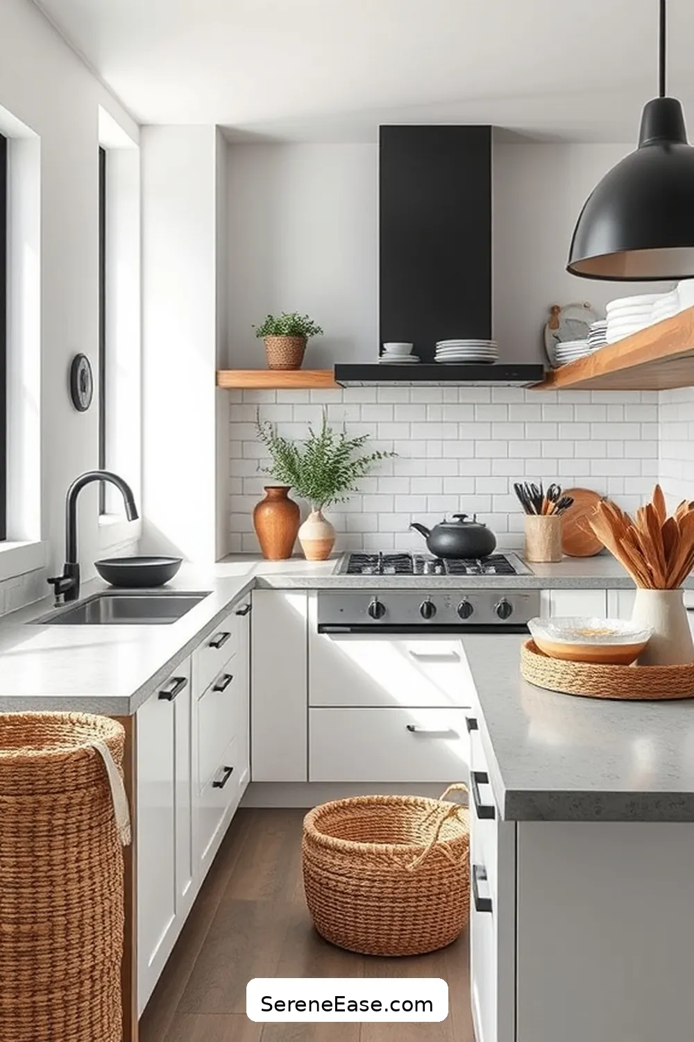Add Textural Elements for Tips to Achieve Black and White Minimalist Kitchen Style