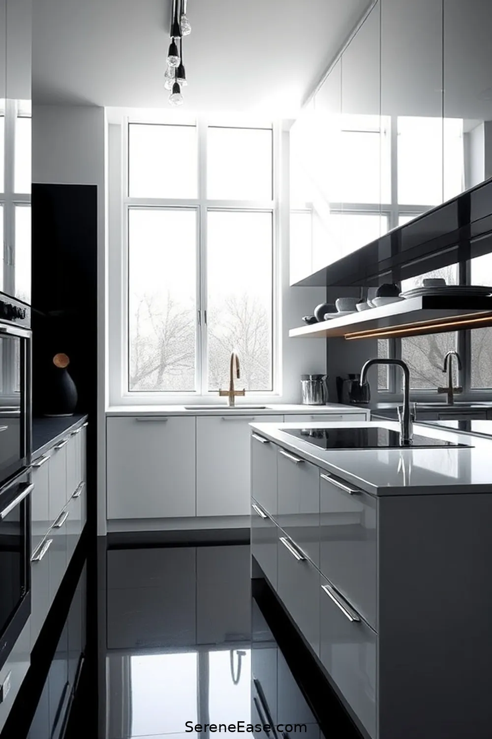 Emphasize Clean Lines for Tips to Achieve Black and White Minimalist Kitchen Style