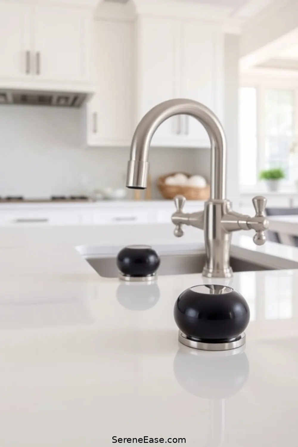 Incorporate Minimalist Hardware for Tips to Achieve Black and White Minimalist Kitchen Style