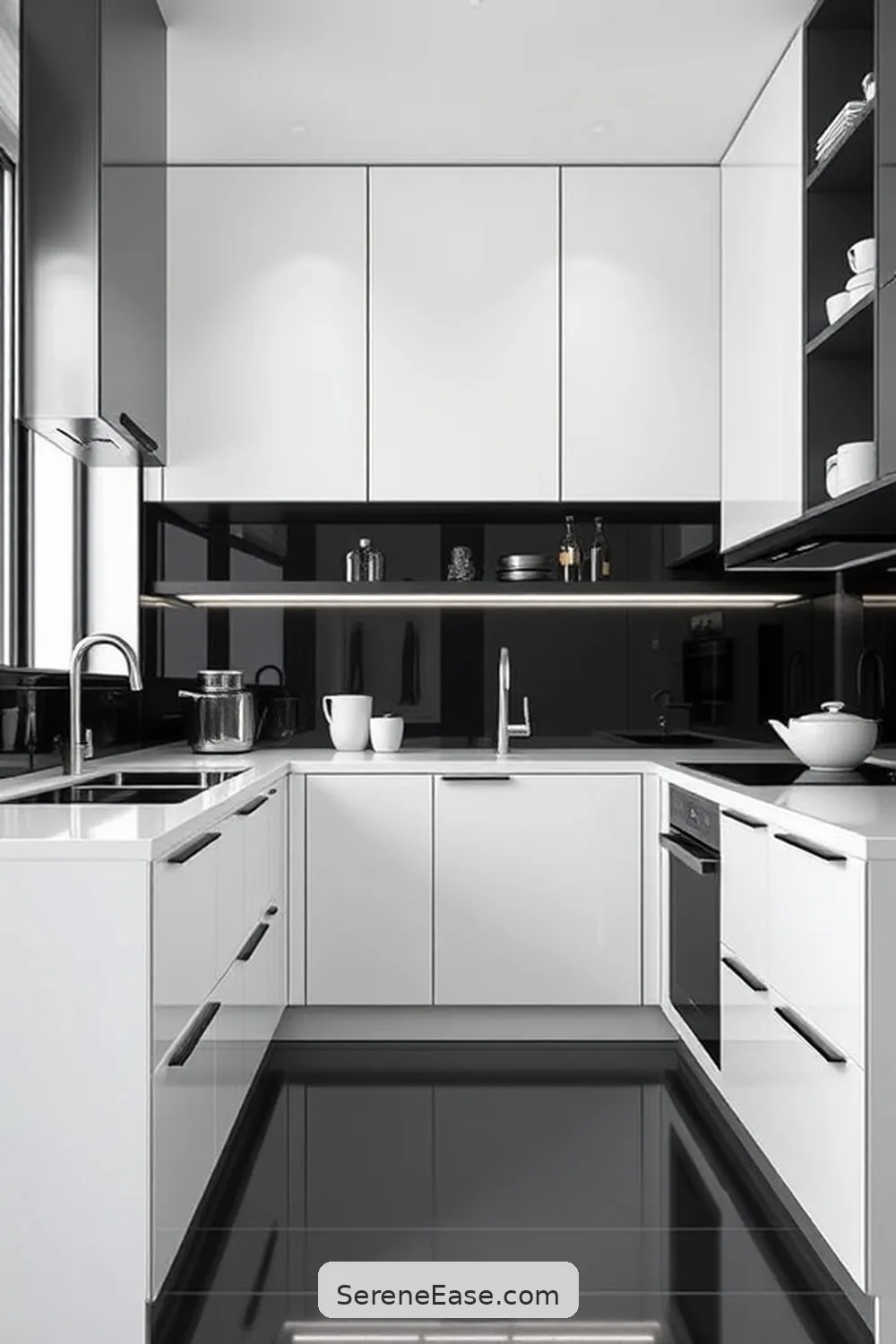 Keep Appliances Hidden for Tips to Achieve Black and White Minimalist Kitchen Style