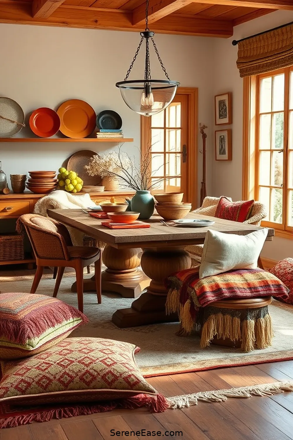 Transform Your Dining Room With Easy Bohemian Style and Earth Tones 8 Layering Textiles for Comfort for Transform Your Dining Room With Easy Bohemian Style and Earth Tones