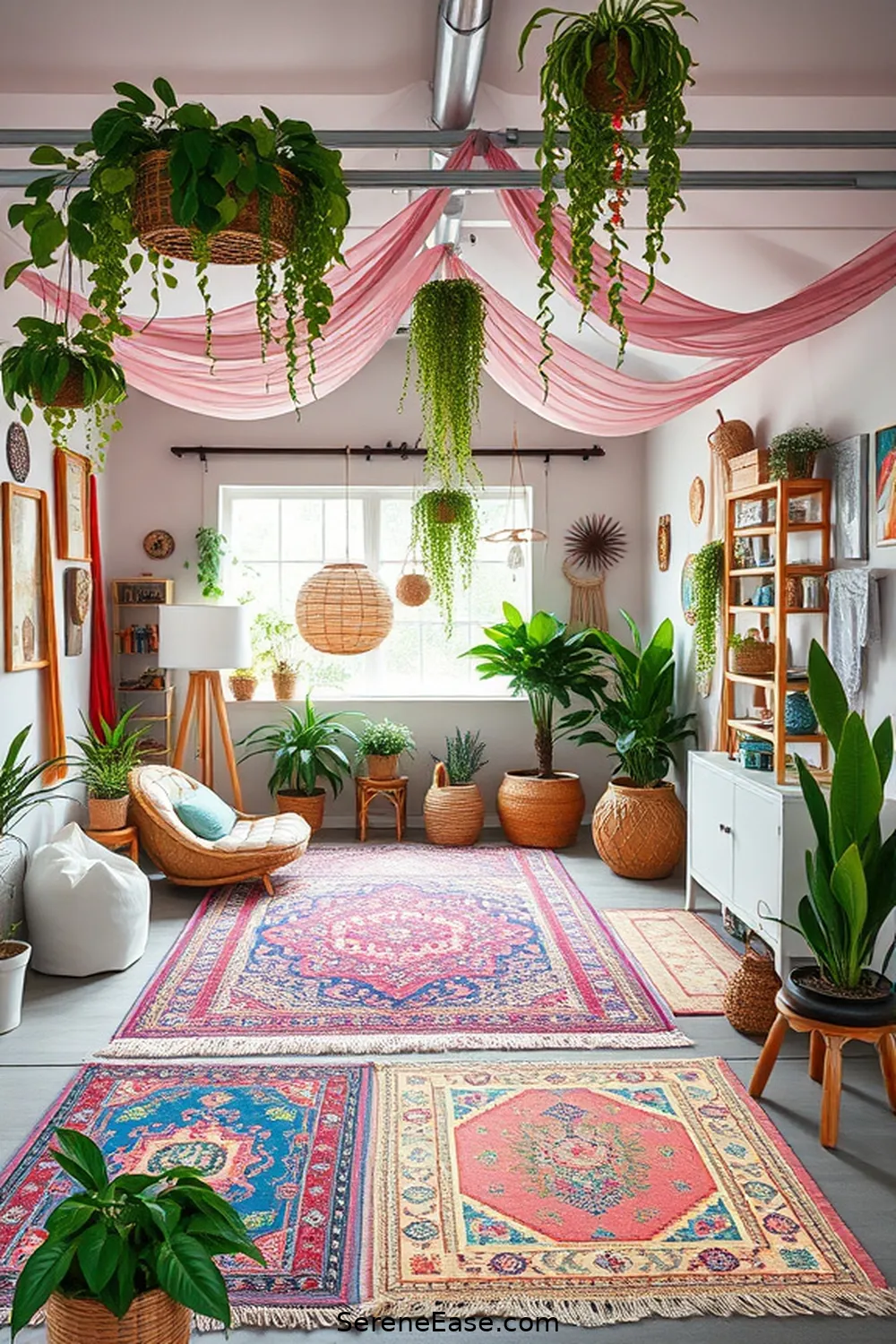 Transform Your Garage With Pastels and Bohemian Style 7 Accessorizing With Textiles and Greenery for Transform Your Garage With Pastels and Bohemian Style
