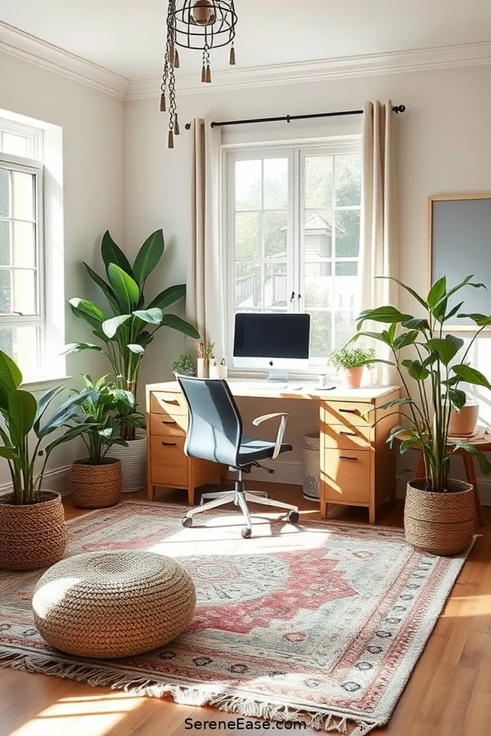 Transform Your Home Office With Neutral Tones in Bohemian Style 11 Creating a Functional Layout for Transform Your Home Office With Neutral Tones in Bohemian Style