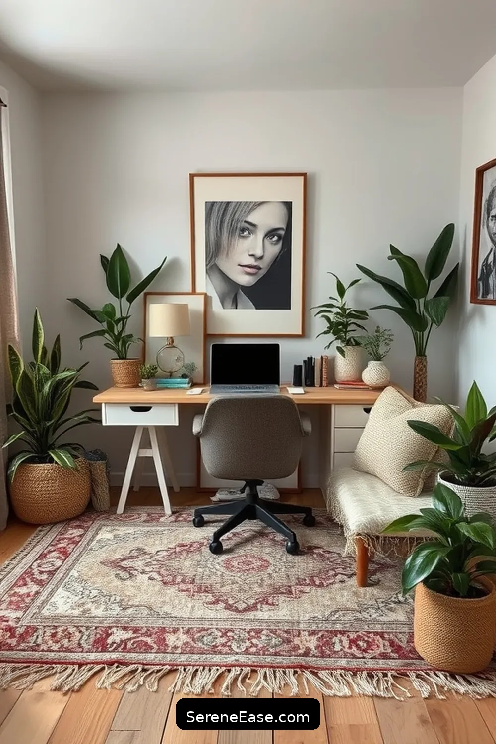 Transform Your Home Office With Neutral Tones in Bohemian Style 10 Personalizing With Artwork and Decor for Transform Your Home Office With Neutral Tones in Bohemian Style