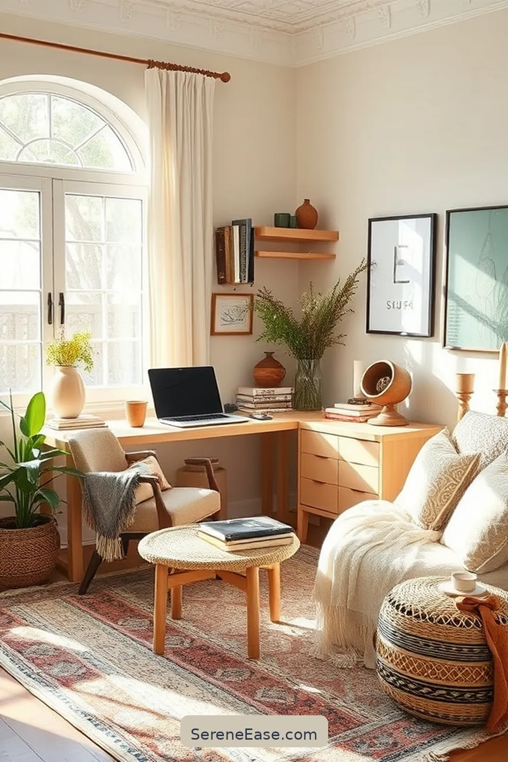Transform Your Home Office With Neutral Tones in Bohemian Style 13 The Importance of Comfort in a Home Office for Transform Your Home Office With Neutral Tones in Bohemian Style