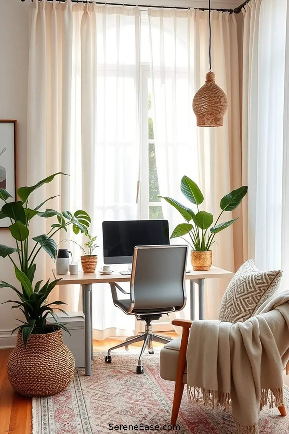 Transform Your Home Office With Neutral Tones in Bohemian Style 9 The Role of Lighting in Your Home Office for Transform Your Home Office With Neutral Tones in Bohemian Style