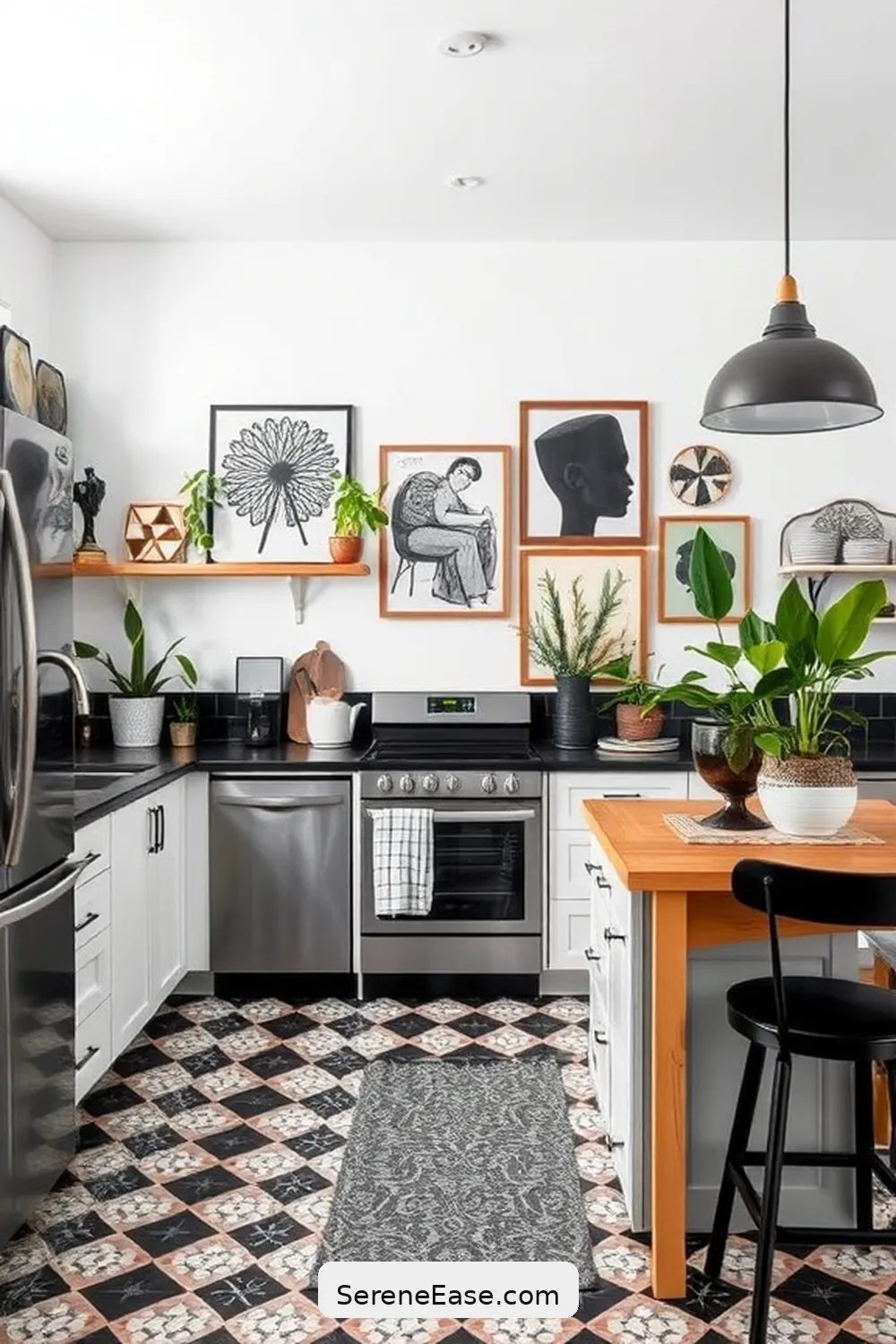 Transform Your Kitchen Into a Black and White Bohemian Style 8 Incorporate Unique Wall Art for Transform Your Kitchen Into a Black and White Bohemian Style