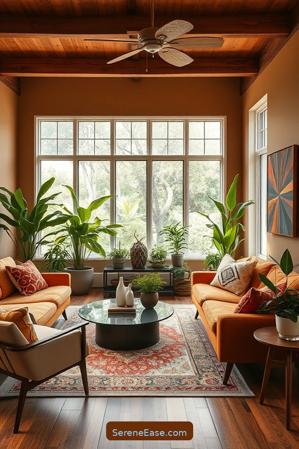 Transform Your Living Room With Earth Tones and Mid-Century Modern Style 10 Integrating Nature: Plants and Greenery for Transform Your Living Room With Earth Tones and Mid-Century Modern Style