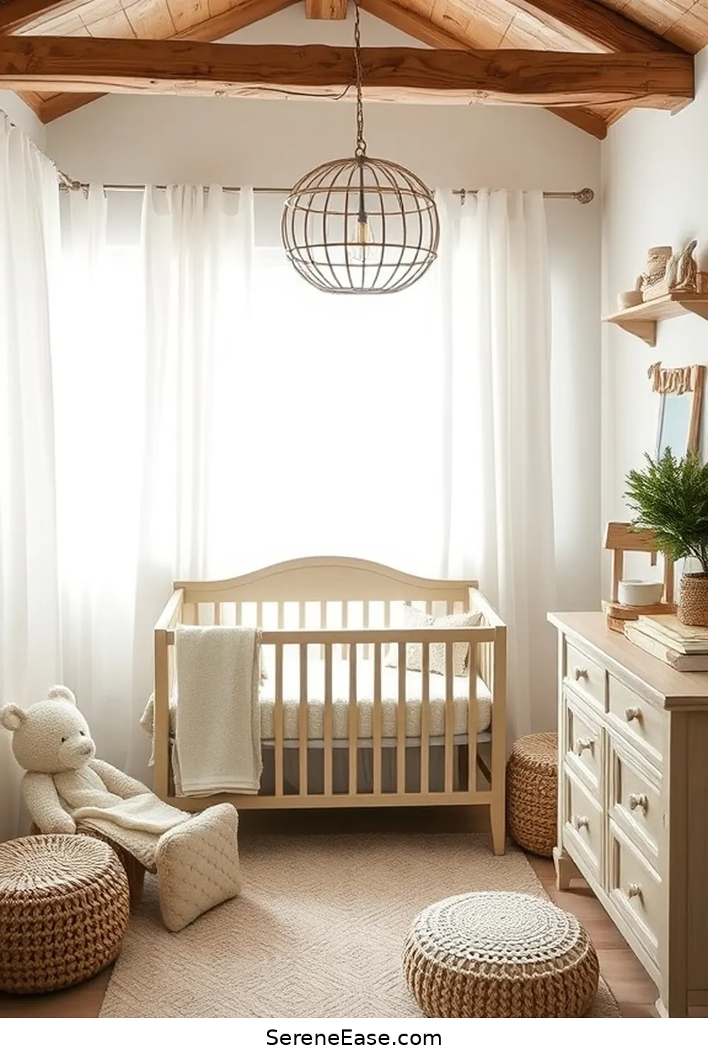 Lighting Choices to Enhance Serenity for Using Neutral Tones in a Rustic Nursery Style